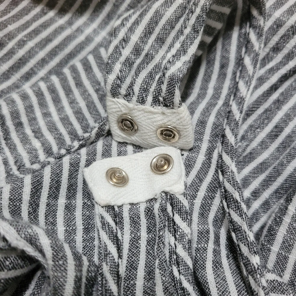 Max Studio Striped Sleeveless Pin Stripe Jumpsuit Rumper Cotton Linen Blend Sm - Picture 5 of 14